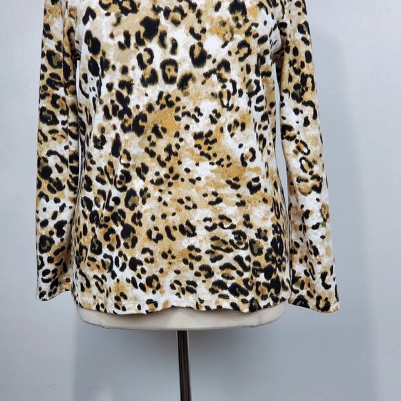 Karen Scott Animal Leopard Print Long Sleeve Pullover Knit Top Size XL - Picture 4 of 10